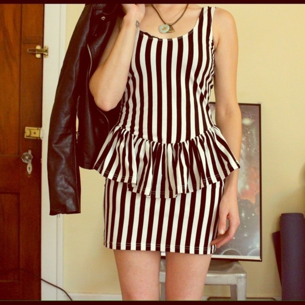 Striped peplum dress